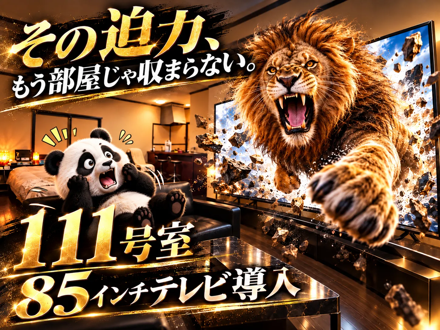 111号室85インチテレビ導入
